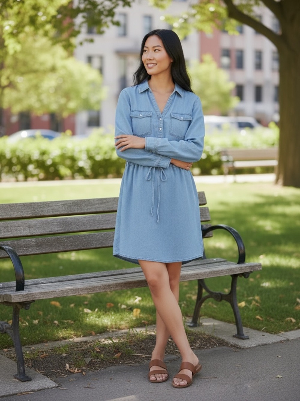 princess vera wang Light Blue Denim Shirt Mini Dress